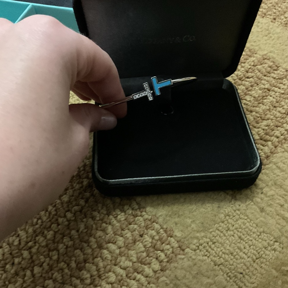 Auth silver double T bangle. NWB!!